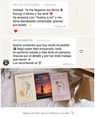 Mensaje de WhatsApp de María Fernanda López mostrando su libro recibido